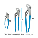 Channellock 2 Piece Tongue and Groove Pliers Set - 9.5-Inch, 6.5-Inch | Straight Jaw Groove Joint Pliers | Laser Heat-Treated 90° Teeth| Forged from High Carbon Steel | Patented Reinforcing Edge Minimizes Stress Breakage | Made in USA