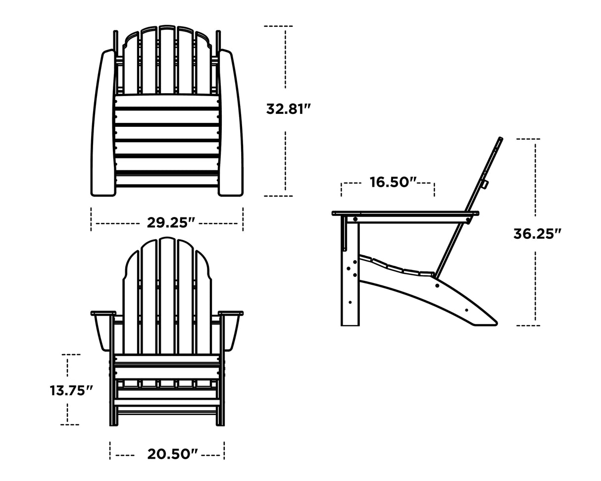 POLYWOOD Vineyard Adirondack Chair, Mahogany