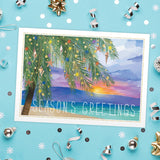 Masterpiece Sparkling Santa Christmas Cards / 16 Festive Holiday Cards Set With White Envelopes / 5 5/8" x 7 7/8" Winter Gold Foil Greeting Cards With Inside Verse/Made In The USA
