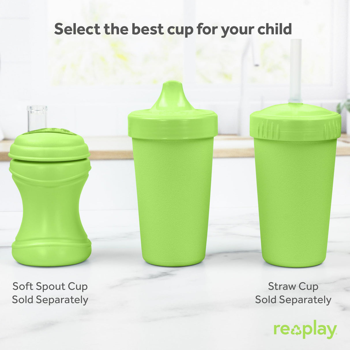 Re-Play Made in USA 10 Oz. Sippy Cups for Toddlers, Pack of 4 - Reusable Spill Proof Cups for Kids, Dishwasher/Microwave Safe - Hard Spout Sippy Cups for Toddlers 3.13" x 6.25", Desert Roses