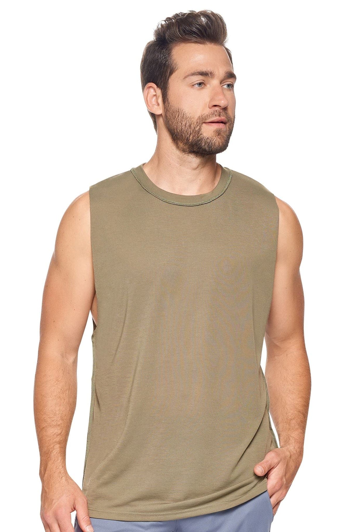 Expert Brand USA-Made Men's Soft Casual Activewear Siro Raw Edge Muscle Tee