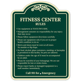 Sigo Signs, Fitness Center Rules Use Equipment at Your Own Risk Décor Sign, Green Light, 12x18 Inches, ACM, Fade Resistant, Made in USA