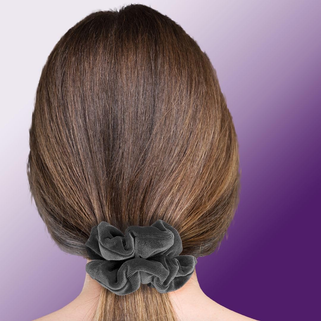 Velvet Scrunchies Premium Plush Soft Ponytail Holder Made in the USA Black