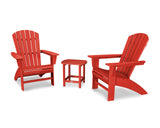 POLYWOOD Nautical 3-Piece Curveback Adirondack Chair Set with Side Table