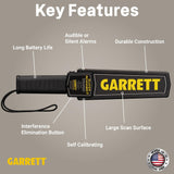 Garrett Super Scanner V Metal Detector for Adults Professional, Made in The USA, Security Wand, Scans All Metals