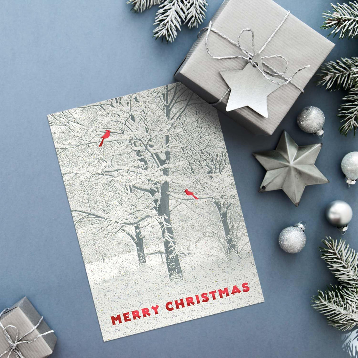 Masterpiece Sparkling Santa Christmas Cards / 16 Festive Holiday Cards Set With White Envelopes / 5 5/8" x 7 7/8" Winter Gold Foil Greeting Cards With Inside Verse/Made In The USA