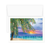 Masterpiece Sparkling Santa Christmas Cards / 16 Festive Holiday Cards Set With White Envelopes / 5 5/8" x 7 7/8" Winter Gold Foil Greeting Cards With Inside Verse/Made In The USA