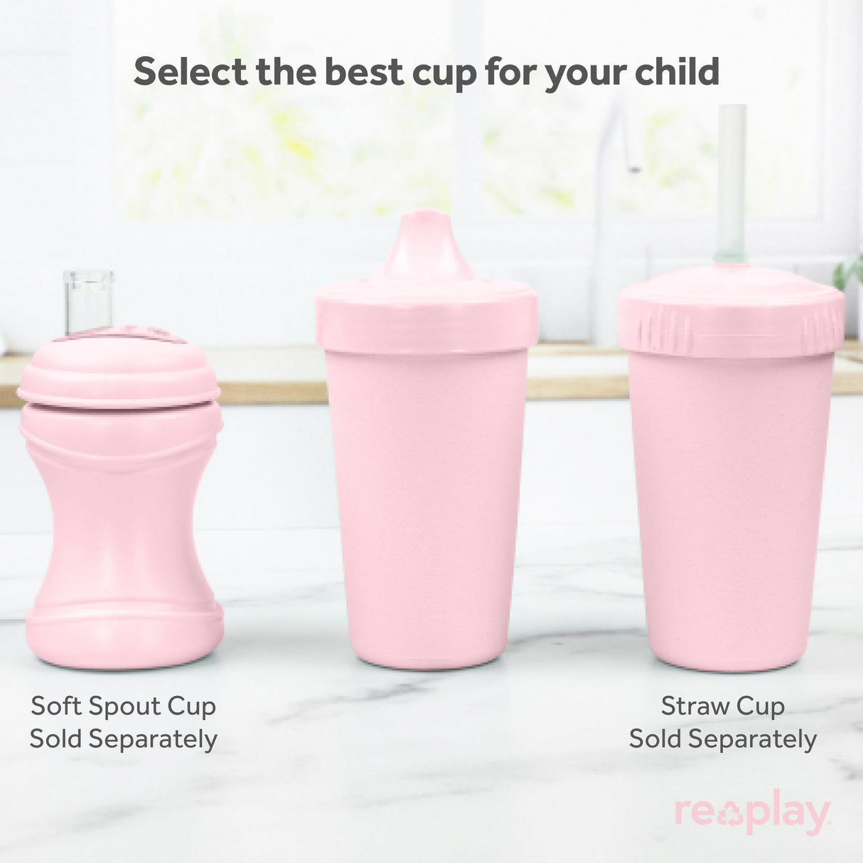 Re-Play Made in USA 10 Oz. Sippy Cups for Toddlers, Pack of 4 - Reusable Spill Proof Cups for Kids, Dishwasher/Microwave Safe - Hard Spout Sippy Cups for Toddlers 3.13" x 6.25", Desert Roses