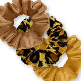 Velvet Scrunchies 3-Pack Gift Set Premium Plush Ponytail Holder Made in the USA Burgundy Forest Black