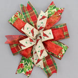 Christmas Cardinal Snowman Gingham Wreath Bow - Package Perfect Bows Made in USA