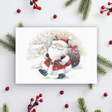 Masterpiece Sparkling Santa Christmas Cards / 16 Festive Holiday Cards Set With White Envelopes / 5 5/8" x 7 7/8" Winter Gold Foil Greeting Cards With Inside Verse/Made In The USA