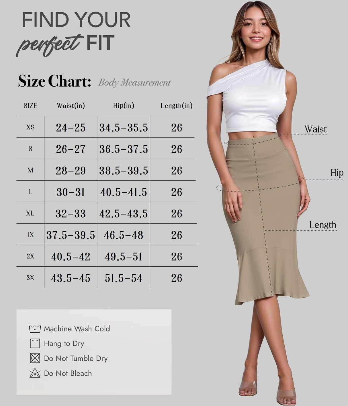 Hybrid & Company Womens Premium Nylon Ponte Stretch Office Fishtail Pencil Skirt High Waist Made in The USA Below Knee