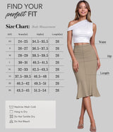 Hybrid & Company Womens Premium Nylon Ponte Stretch Office Fishtail Pencil Skirt High Waist Made in The USA Below Knee