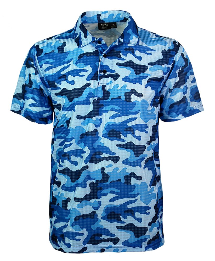 Akwa Men's Made in USA Camouflage Camo Polo Shirt with Moisture Wicking Polyester