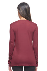 Expert Brand USA-Made Women's Drimax Dry Fit V Neck Athletic Long Sleeve