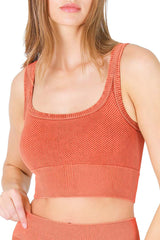 NIKIBIKI Women Seamless Vintage Chevron Ribbed Crop Top, Made in U.S.A, One Size