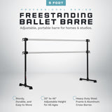 VITA Barre Portable Freestanding Double Ballet Barre, Professional | Adjustable Height, Made in USA, Home or Gym Exercise Equipment for Kids & Adults | Dance, Fitness, Pilates