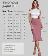 Hybrid & Company Womens Premium Nylon Ponte Stretch Office Fishtail Pencil Skirt High Waist Made in The USA Below Knee