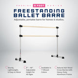 VITA Barre Portable Freestanding Double Ballet Barre, Prodigy, Wood | Adjustable Height, USA Made, Home or Gym Exercise Equipment for Kids & Adults | Dance, Fitness, Pilates