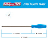 CHANNELLOCK P108H #1 x 8-inch Professional Phillips Screwdriver, Magnetic Tip, Made in USA, Molded Tri-Lobe Grip