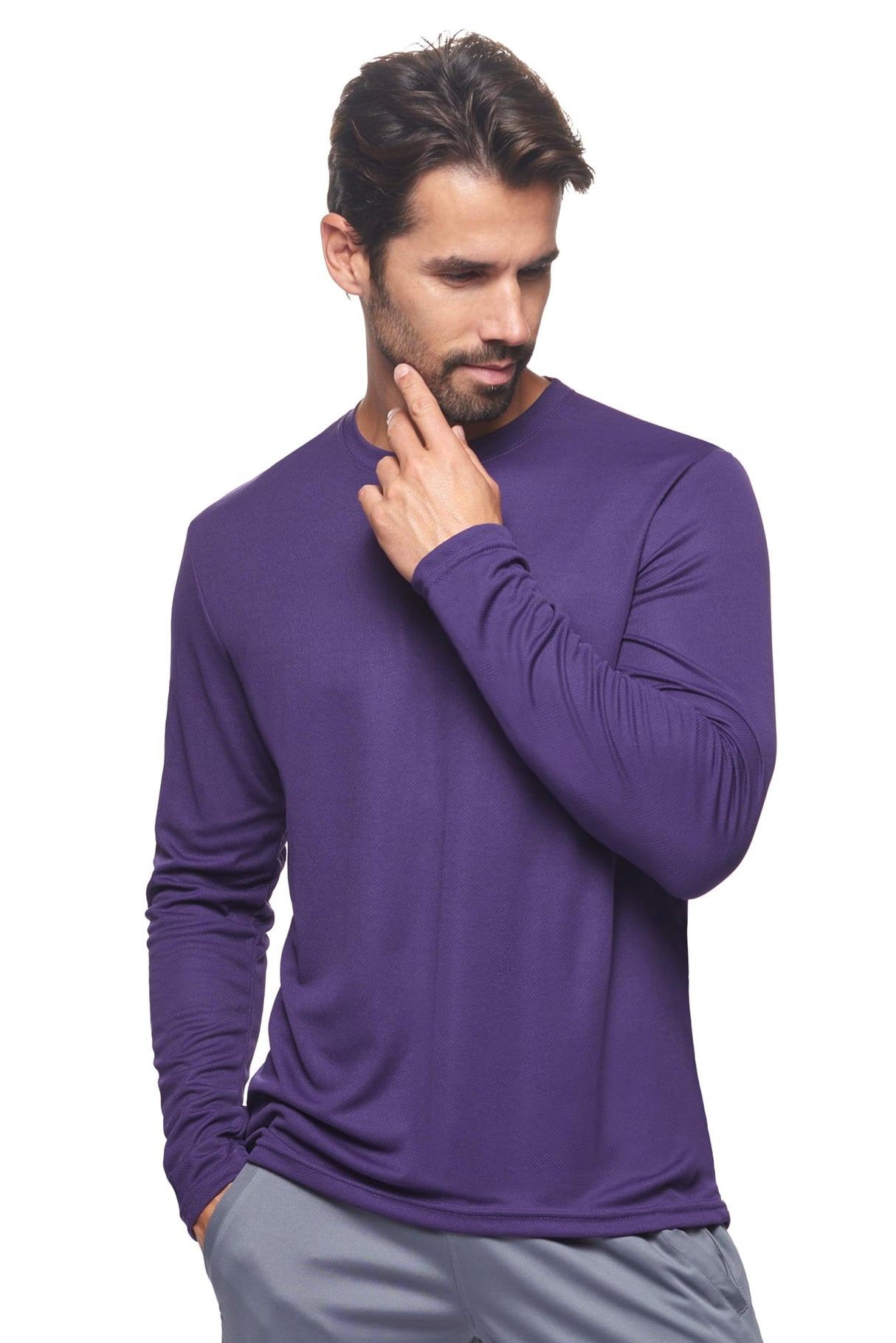 Expert Brand USA-Made Men's Oxymesh Dry Fit Athletic Long Sleeve Shirt