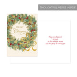 Masterpiece Sparkling Santa Christmas Cards / 16 Festive Holiday Cards Set With White Envelopes / 5 5/8" x 7 7/8" Winter Gold Foil Greeting Cards With Inside Verse/Made In The USA