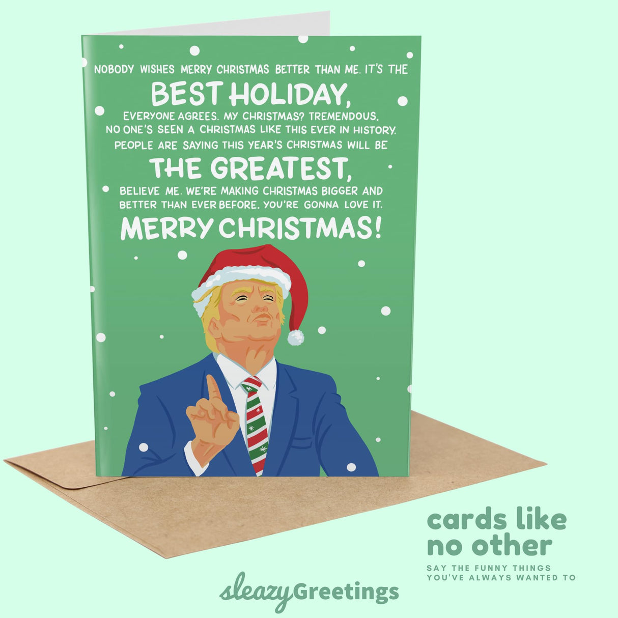 President Donald Trump Funny Christmas Card for Men or Women - Greatest Christmas Ever - Hilarious Holiday Card for Best Friend - Inappropriate Christmas Card - Donald Trump Christmas Card