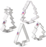 Christmas and Holiday Tree Cookie Cutters 4-Pc Set, Made in USA by Ann Clark