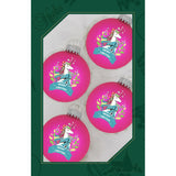 Glass Christmas Tree Ornaments - 67mm/2.625" [4 Pieces] Decorated Balls from Christmas by Krebs Seamless Hanging Holiday Decor (Frost with Blue & Silver Bethlehem Scene)