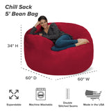 Chill Sack Bean Bag Chair: Giant 5' Memory Foam Furniture Bean Bag - Big Sofa with Soft Micro Fiber Cover - Black