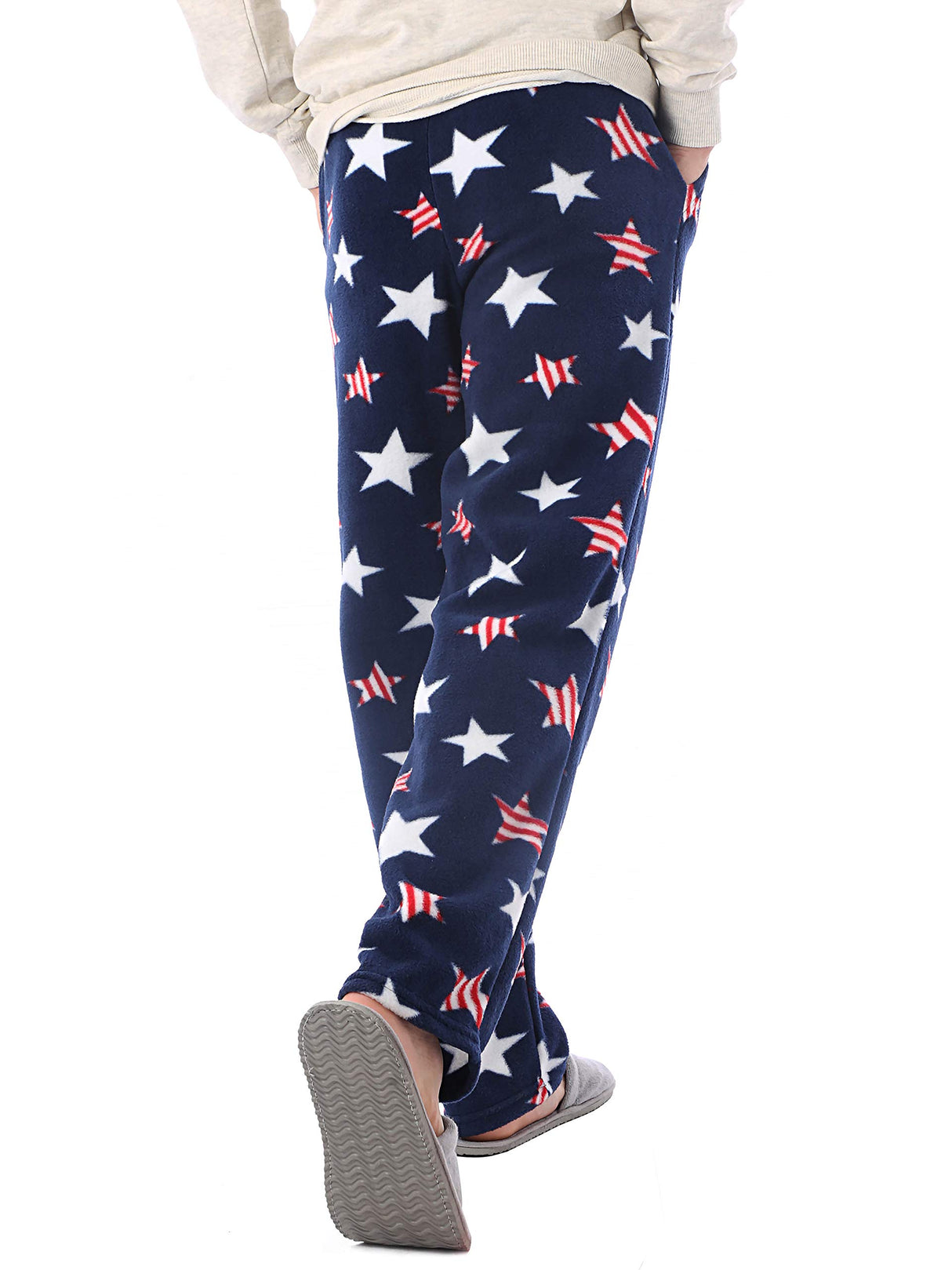 Made in USA Mens Premium Pajama Pants with Print Pattern Knit Fleece Lounge PJ Botton with Pockets