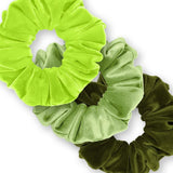Velvet Scrunchies 3-Pack Gift Set Premium Plush Ponytail Holder Made in the USA Burgundy Forest Black