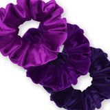 Velvet Scrunchies 3-Pack Gift Set Premium Plush Ponytail Holder Made in the USA Burgundy Forest Black