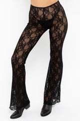 Los Angeles Apparel Floral Lace Flare Leggings