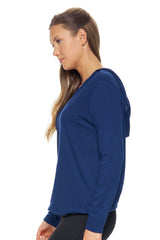 Expert Brand USA-Made Women's Lenzing Modal Soft Casual MoCA V-Neck Cinch Plant-Based Hoodie