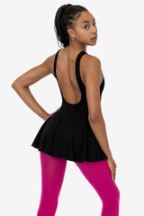 Los Angeles Apparel Ponte Boatneck Ballerina Skirted Leotard