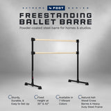 VITA Barre Portable Freestanding Double Ballet Barre, Extreme, Wood | Fixed Height, Made in USA, Home or Gym Exercise Equipment for Kids & Adults | Dance, Fitness, Pilates