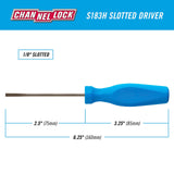 CHANNELLOCK S144H 1/4 x 4-inch Professional Slotted Screwdriver, Magnetic Tip, Made in USA, Molded Tri-Lobe Grip