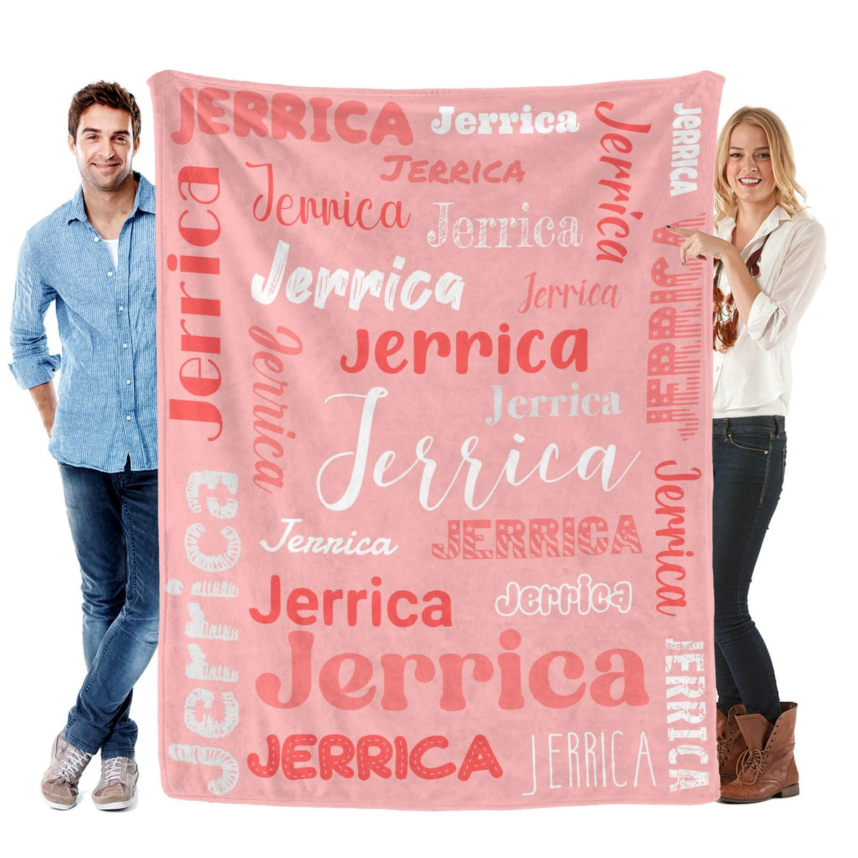 Custom Blanket with Name, Soft Cozy Personalized Name Blankets for Kids, Girls, Boys, Adults, Customized Christmas Blanket for Women, Men, Newborn, New Mom, Red Colors, Made in USA