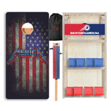 BackYardGamesUSA Pro Cornhole Boards Set | Made in USA | 3/4 Baltic Birch | No Bounce | Triple Thick Legs | Two Brace & Handles, Tournament 2x4 Regulation Set with Score Tower & Cornhole Bags