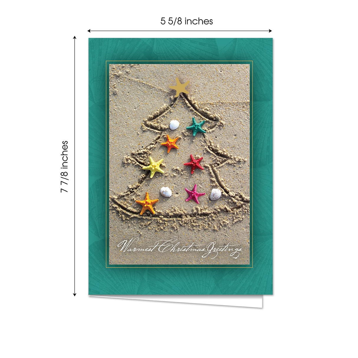 Masterpiece Sparkling Santa Christmas Cards / 16 Festive Holiday Cards Set With White Envelopes / 5 5/8" x 7 7/8" Winter Gold Foil Greeting Cards With Inside Verse/Made In The USA