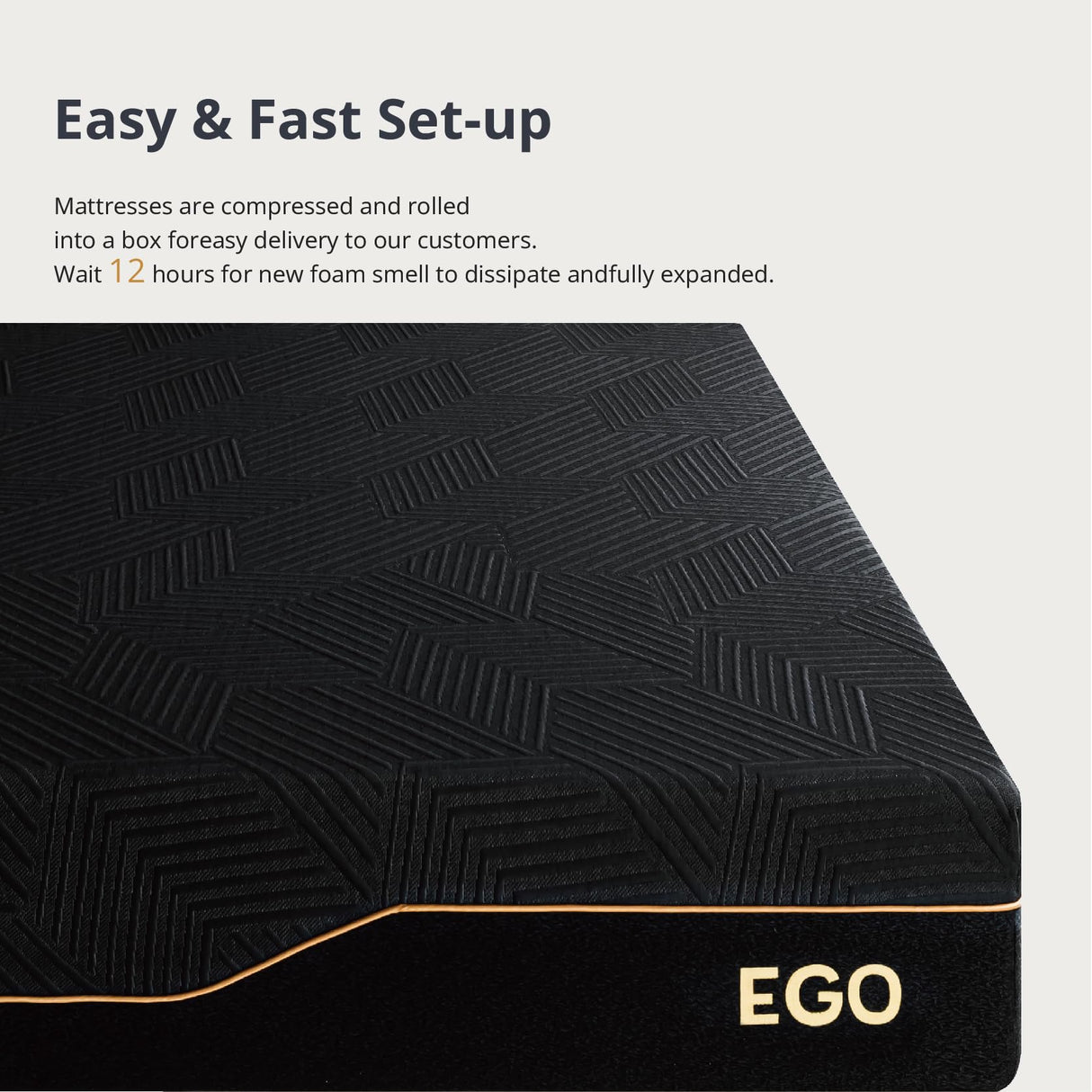 EGOHOME 14 Inch Queen Memory Foam Mattress for Back Pain, Cooling Gel Bed in a Box, Made in USA, CertiPUR-US Certified, Therapeutic Medium Mattress, 60x80x14 Black