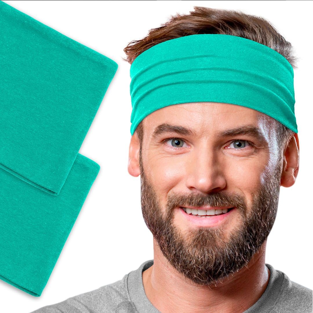 Men's Cotton Headbands Sweatbands 5" Wide Sports Fitness Yoga Fashion Made in USA
