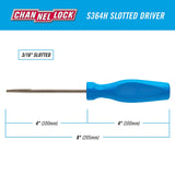 CHANNELLOCK S144H 1/4 x 4-inch Professional Slotted Screwdriver, Magnetic Tip, Made in USA, Molded Tri-Lobe Grip