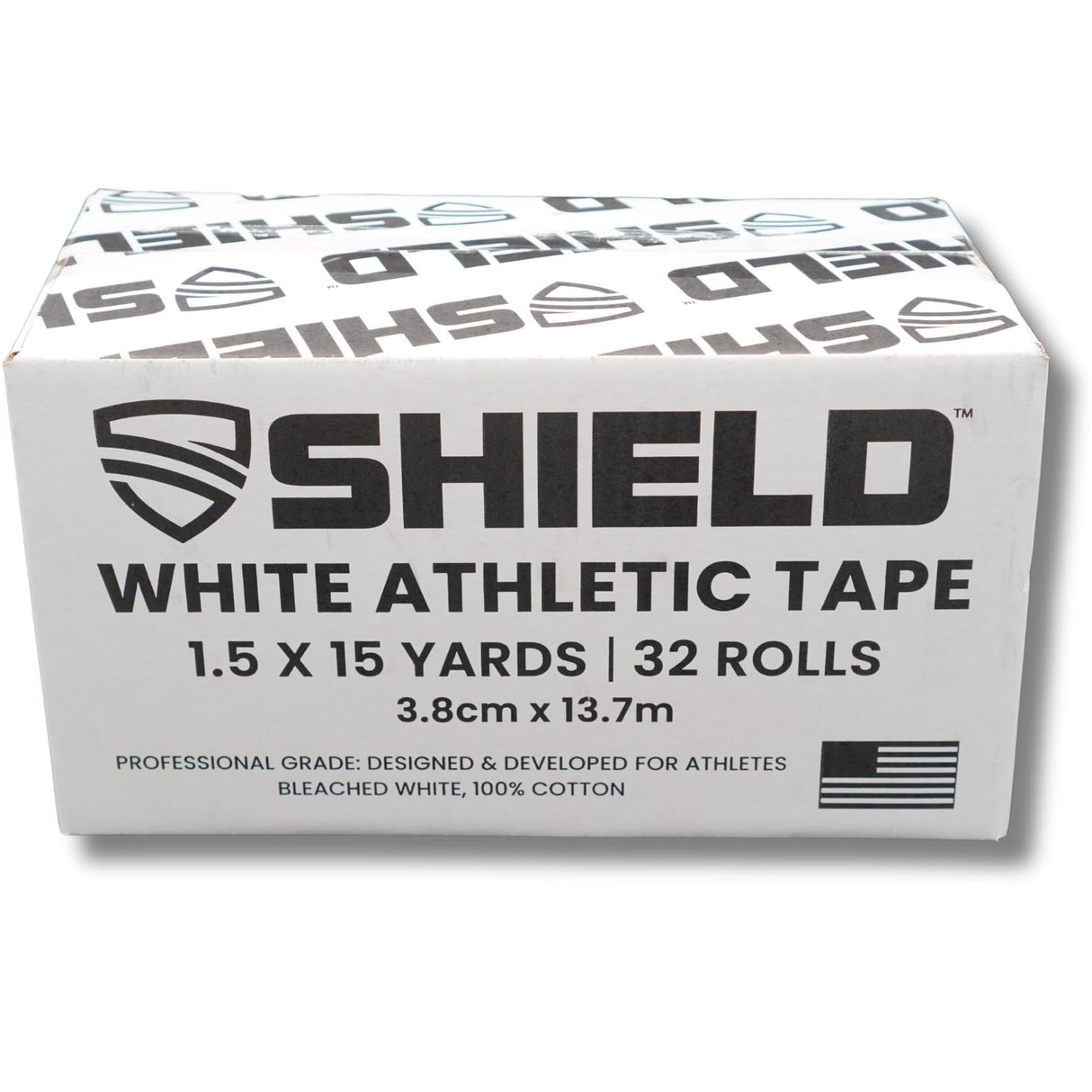 SHIELD | 32 Pack White Athletic Tape Bulk- 1.5 Inches x 15 Yards - Made in USA Easy Tear, Rigid, No Residue. Sports Medicine - Athletes, Medical, Therapy, Athletic Trainers: Ankles Wrists Fingers