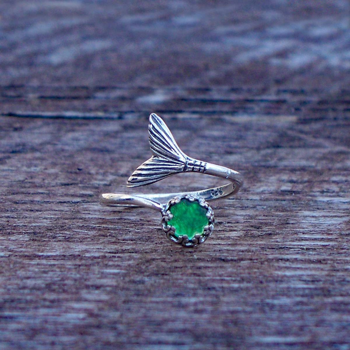 Bottled Up Designs Handmade Mermaid Adjustable Ring, Recycled Bottle Glass, Sterling Silver, Eco Friendly, Made in USA, Birthday Gifts, Mothers Day, Women, Anniversary (Mason Jar Aqua)