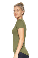 Expert Brand USA-Made Women's TriTec Performance Activewear Deep V-Neck T-Shirt