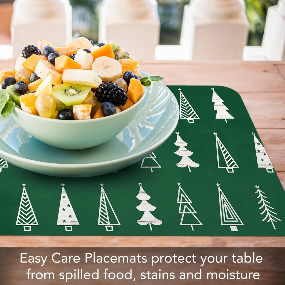 CounterArt Scandinavian Christmas 4 Pack Reversible Easy Care Flexible Plastic Placemats Made in The USA BPA Free Easily Wipes Clean