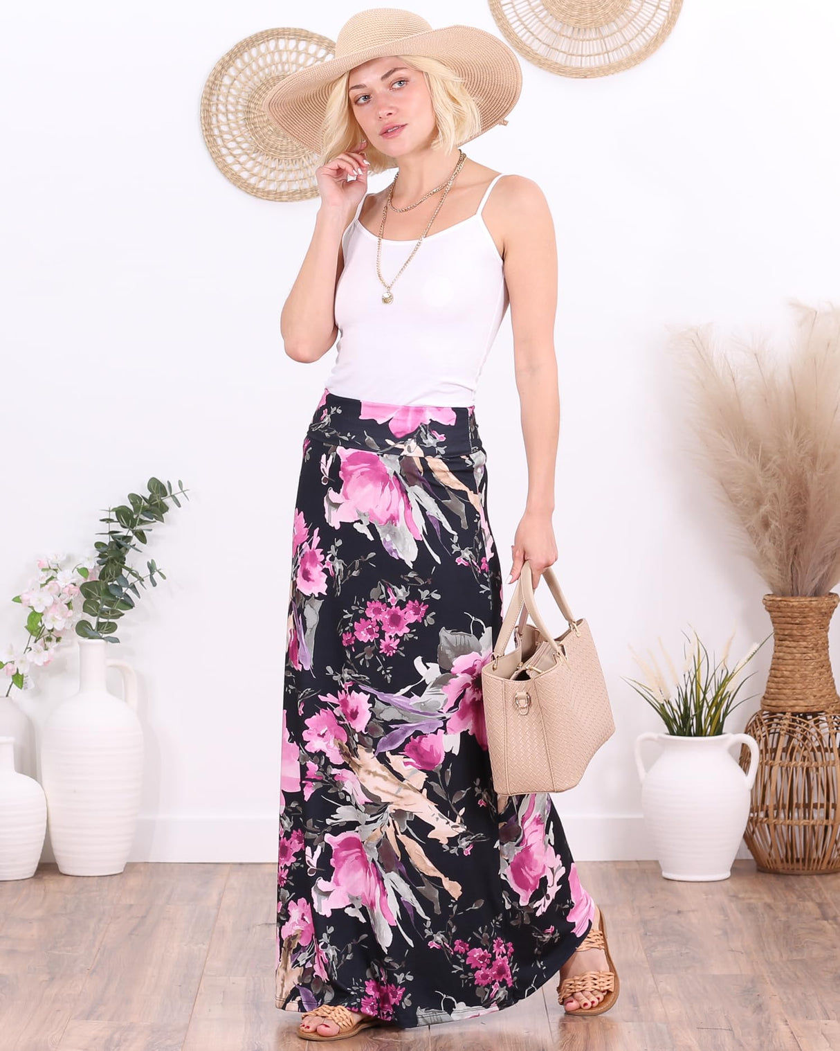 Popana Womens Long Maxi Skirt - Made in USA Long Skirts for Women Trendy - Casual Convertible Sundress Plus Size Maxi Skirt