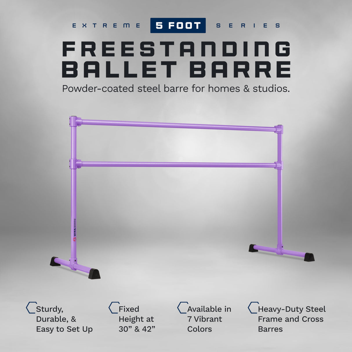 VITA Barre Portable Freestanding Double Ballet Barre, Extreme, Steel | Fixed Height, Made in USA, Home or Gym Exercise Equipment for Kids & Adults | Dance, Fitness, Pilates